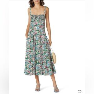 S/W/F Lush Dress Colorful Floral Midi Dress Spring Wedding Guest Formal Large